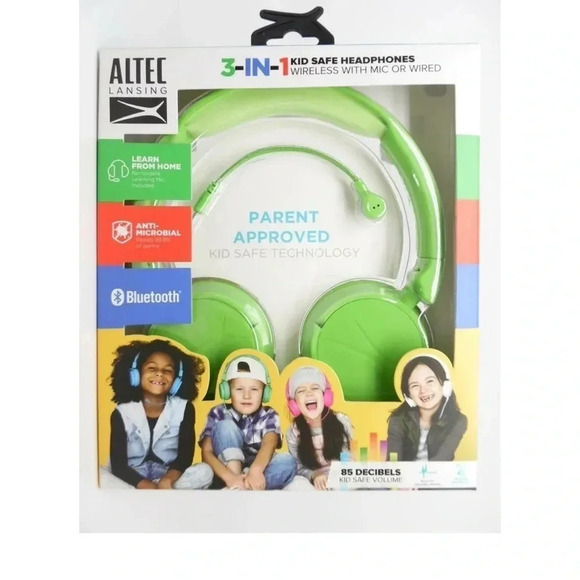Blue Altec 3 in 1 Kid Safe Headphones.  Wired or Wireless.  Foldable, Bl… - Picture 1 of 8